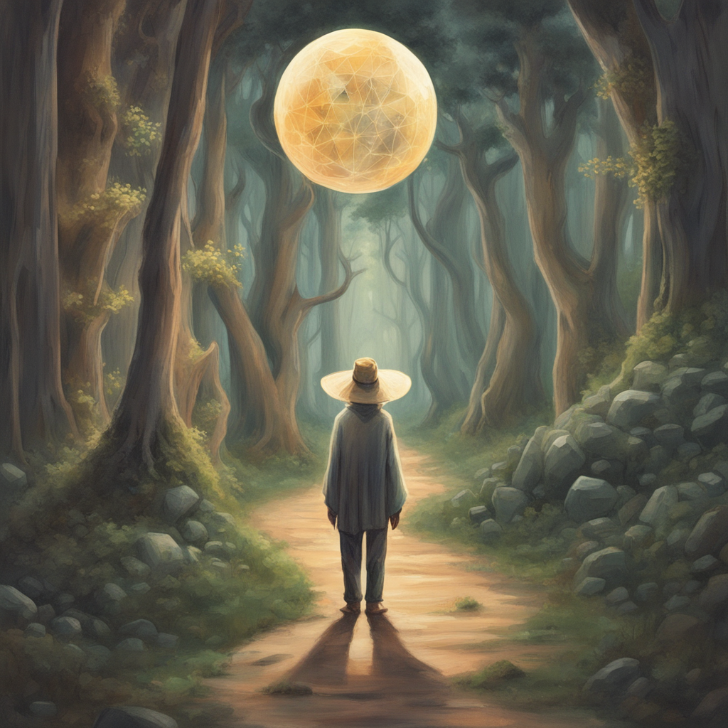 Artwork illustration for "The Burden of Knowledge", verse number 20 from the Dao DeGen collection